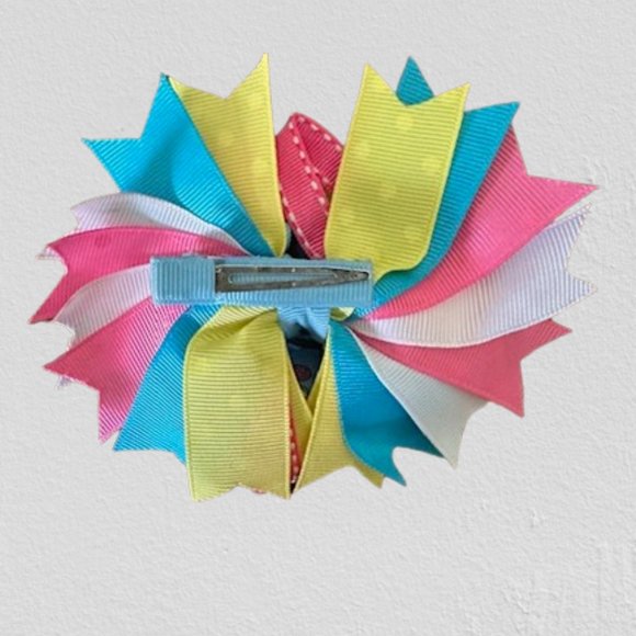 Blue Easter Bunny Deluxe Bow 5B4514 Handmade NWT Boutique - Picture 2 of 2